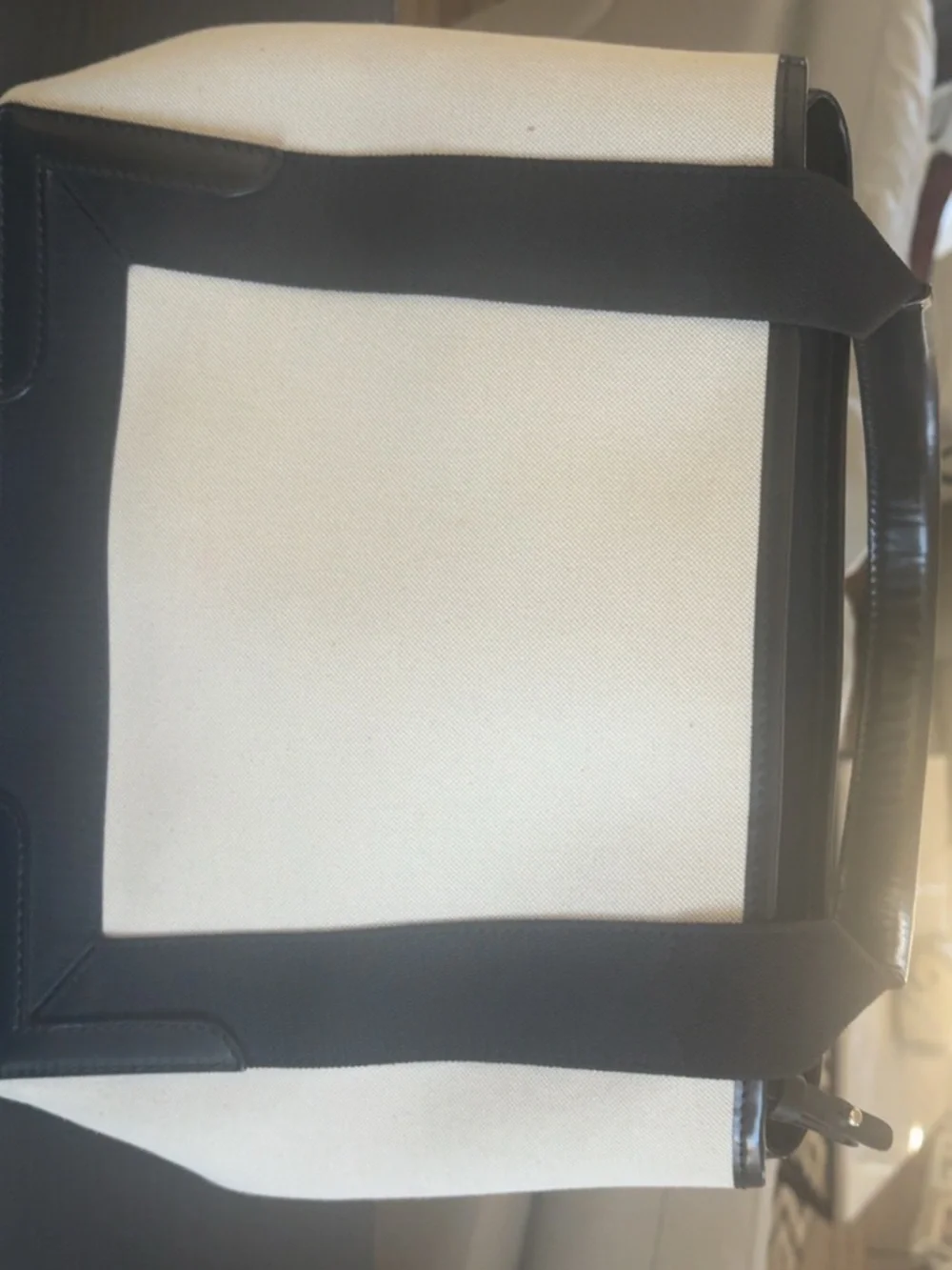 Balenciaga Cream Canvas Tote with Black Trim - Picture 4 of 5